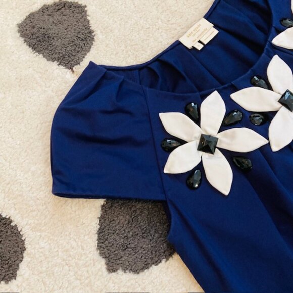 Kate Spade $228 Womens Small Blue Embellished Floral Applique Jewel Beaded Top - Picture 4 of 8